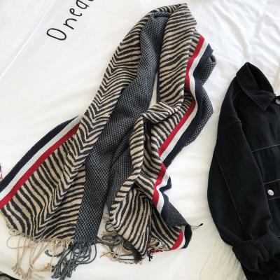 China I Mitation Cashmere Stripe Weave Shawls Wraps Winter Spring Soft Warm Scarves For Women for sale