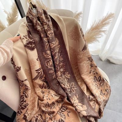 China Cashmere Designer New Brand Women's Shawl Flower Frame Scarves And Shawls Warm Winter Women's Shawl for sale