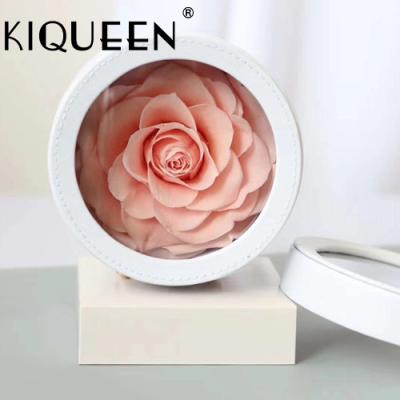 China Low MOQ UKIQUEEN Dad's Love Flower Infinity Rose Flower Clear Box Recyclable Luxury Simple Round Circle Waterproof Gift for sale