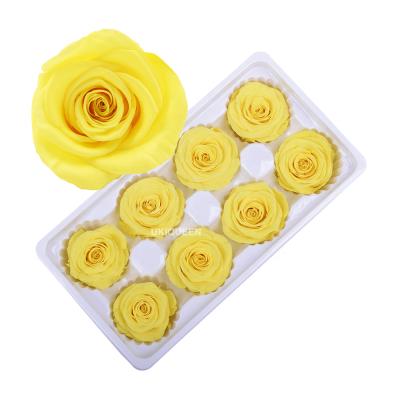 China Wholesale Decorative Yellow Rose Flower 4-5cm Wedding Diy Bouquet Preserved Natural Touch Forever Real for sale