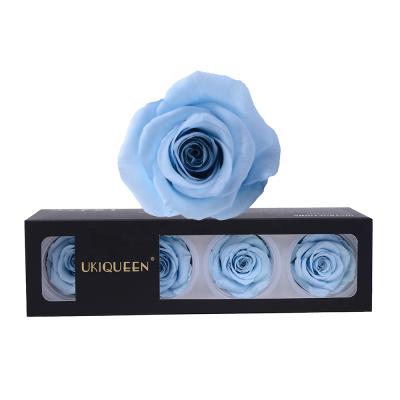 China Rosa Eterna 6-7cm Sky Blue Flor Preserved Eternal Flower Roses From Vlentines Day For Christmas Decoration for sale