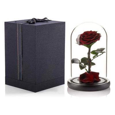 China Infinite Beast Bouquets Bridal Christmas Luxurious Gift Red Eternal Red Flowers Preserved Rose Forever In Glass Dome for sale