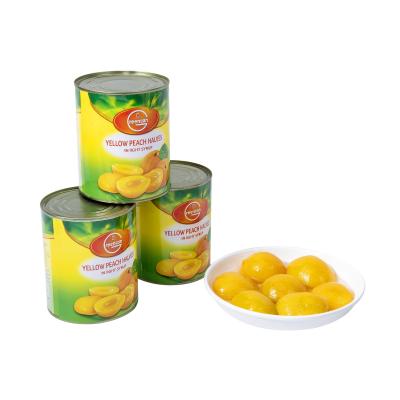 China 2021 Hot Selling Season Canned Canned Yellow Peach Halves In Light Syrup 820g for sale