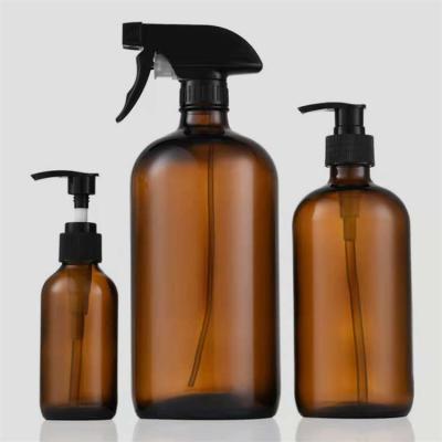 China Odorless 8oz Amber Glass Trigger Spray Bottle , CE Amber Glass Bottle With Spray Top for sale