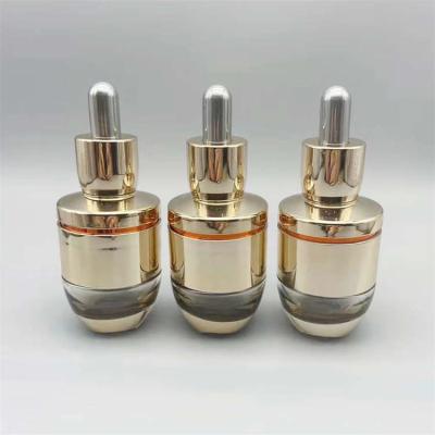 China 30ml Golden Luxury Glass Dropper Bottles With Pipette Practical Non Toxic for sale