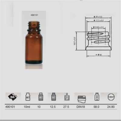 China Lidded Pharmaceutical Amber Glass Bottle , 30ML Practical Medical Glass Vials for sale