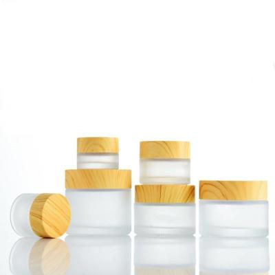 China 10g 50g 100g Cream Jar With Bamboo Lid Odorless Multifunctional Frosted for sale