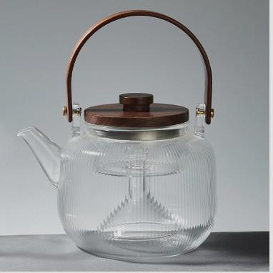 China Tetera de cristal de calefacción directa del CE hermético, tetera de cristal a prueba de calor con Infuser en venta