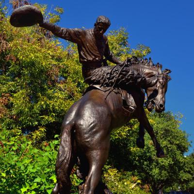 China Europe Street High Quality Outdoor Decoration Life Size Man Riding Horse Bronze Sculpture For Garden for sale