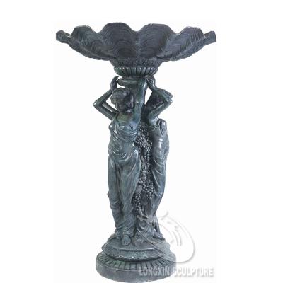 China Outdoor Handmade Custom Size Europe Bronze Lady Garden Decoration Realistic Fountain Sculpture for sale