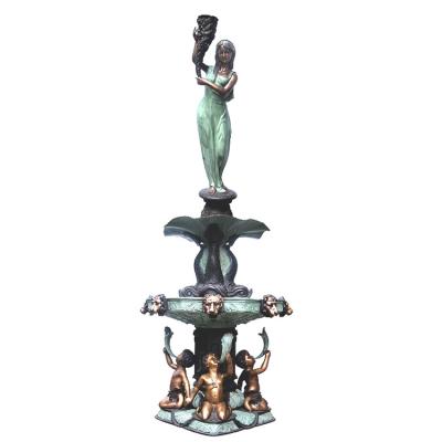 China Europe factory custom made metal lady and baby garden water fountains large size bronze sculpture for sale