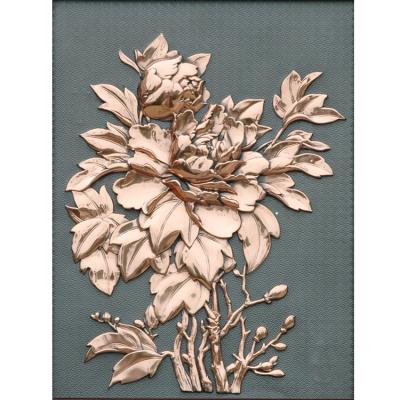 China Beautiful Art Home Sculpture Bronze Peony Relief Europe Decor Wall Statue For Sale for sale