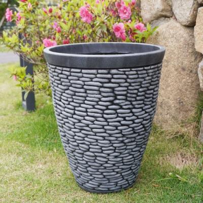 China Wholesale Modern Outdoor Luxury Garden Decorative 15 18 Inch Large Rock Planter Hollow Blowing Pebble Stone Plastic Flower Pot for sale