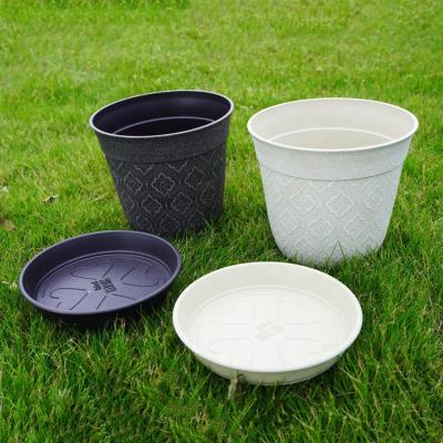 China Wholesale Thick Recycled 14 15 16 18 20 22 24cm 5 6 7 8 9 inch Plastic Plant Saucer Garden Plant Pot Pot With Saucer for sale