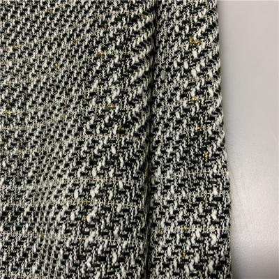 China Memory Polyester Brushed Lattice Fancy Silver Lurex Plaid Line Knit Tweed Fabric For Women Costume Dress for sale