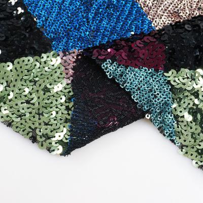 China Colorful Memory Velvet Sequin Embroidery Fabric For Fashion Woman Jacket Dress for sale