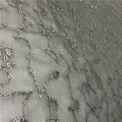 China Polyester Fish Scale Sequin Chiffon Embroidery Breathable Fancy Embroidered Fabric For Maxi Dress for sale