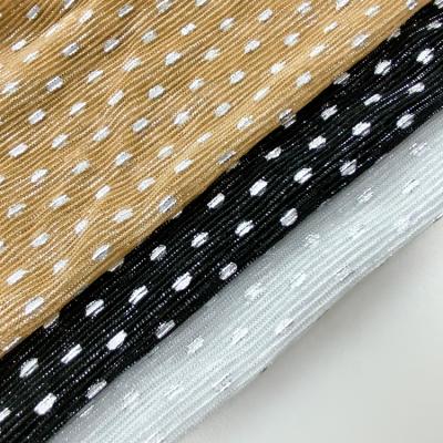 China Cheap metallic new design wrinkle crepe polka dots foil lurex metallic fabric for lady dress for sale