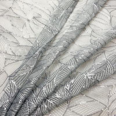 China Breathable luxury designer dress lurex net mesh sequin embroidery fabric for evening formal dress S-11075 for sale