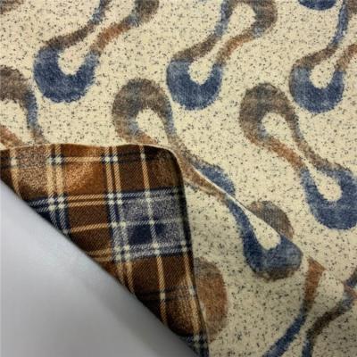 China Garment In Stock Cheap Designer Embroidered Double Faced Brushed Printed Faux Fur Fabric For Clothing Coat Jacket for sale