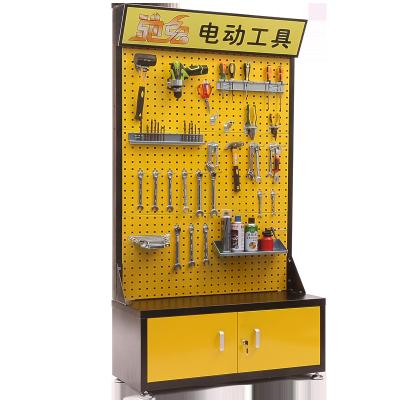 China High Quality Cold Rolled Steel Galvanized Sheet Low Price Hardware Product Display Racks Square Hole Tool Hanging Board With Storage Cabinet For Workshop for sale