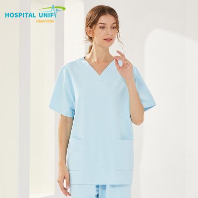 China 0 Carcinogen H&U 2024 OEM Top Quality Hospital Uniform Polyester Cotton Medical Scrubs Wholesale Women Nursing Custom Nurse Scrub Uniforms for sale