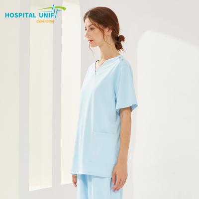 China 0 Carcinogen H&U Exclusive Design 2024 Custom Logo Breathable Rayon Blend Nursing Scrubs Hospital Uniform Sets for Medical Staff for sale