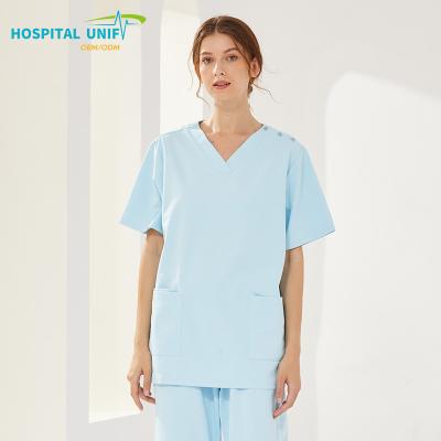 China 0 Carcinogen H&U High Quality 2024 Wholesale Short Sleeve Cotton Hospital Uniforms Spandex Stretch Nursing Scrubs With Unique Prints for sale