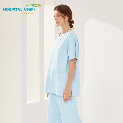 China 0 Carcinogen H&U Unisex Custom Logo Comfortable Suit Nursing Scrubs Anti-Wrinkle Quick-Dry Short Sleeve Beauty Top Pants Hospital Uniforms for sale