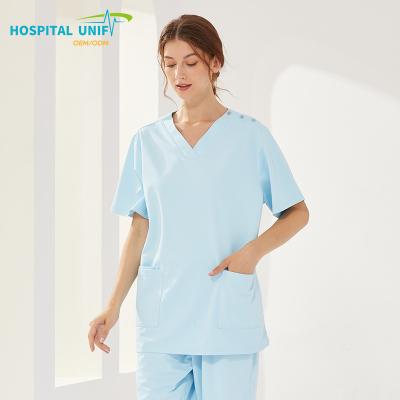 China 0 Carcinogen H&U Best Selling High Quality Women Doctor Hospital Uniform Cotton Polyester Scrubs Custom Dental Clinic Nursing Uniforms for sale