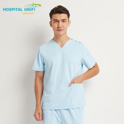 China 0 Carcinogen H&U 2024 New Arrival High Quality Unisex Hospital Medical Nursing Scrubs Uniform Sets Short Sleeve Comfortable For Women and Men for sale