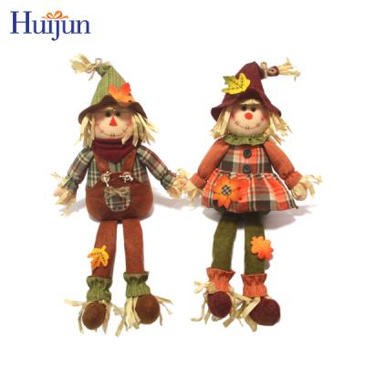 China Beautiful Decorative Thanksgiving Harvest Boy and Girl Scarecrow Wall Hanging Outdoor Decorations for sale