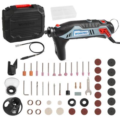 China Engraving WORKPRO 130W Variable Speed ​​Tool Electric Mini Drill Kit Engraver Rotary Grinder with Flexible Shaft and 182-Piece Accessories for sale