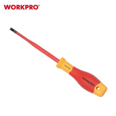 China WORKPRO EN/IEC 60900 Insulated Safety Certification Insulated Screwdriver Blade 0.6x3.5x100mm Thin Slotted VDE Slotted Screwdriver for sale