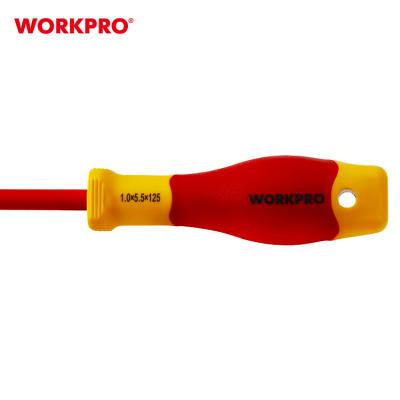 China WORKPRO High Quality Insulated Thin Blade 1.0x5.5x125mm Insulated Slotted Screwdriver With Soft Grip for sale