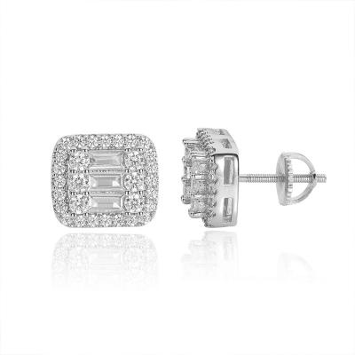 China Factory Wholesale Custom Jewelry Square Zircon Stud Earring Earrings High Quality Gold Plated for sale