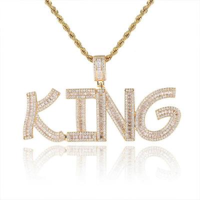 China Hiphop Custom Zircon Hiphop Fashion Alphanumeric Quilting Pendant Round Personality Creative Letter Mixed Shinning Pendant Necklaces for sale