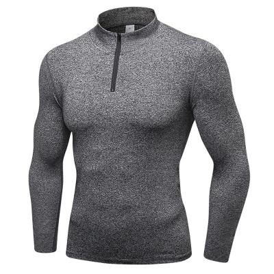 China Men's Long Sleeve Compression Top Zipper Sweatshirt Gym Collar Shirt Breathable Comfy Fitness Comic Wear Quick Dry for sale