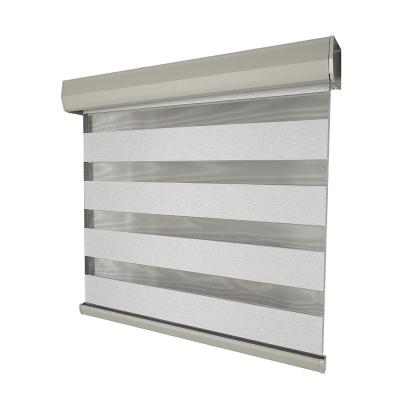 China Roll of custom made high quality pure double light slat filtering shades with good flatness zebra blinds fabric for sale