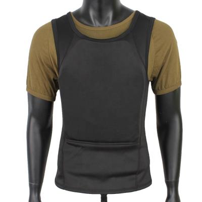 China 600D Lightweight Polyester NIJ IIIA Black Concealable Bulletproof Ballistic T-Shirt for sale