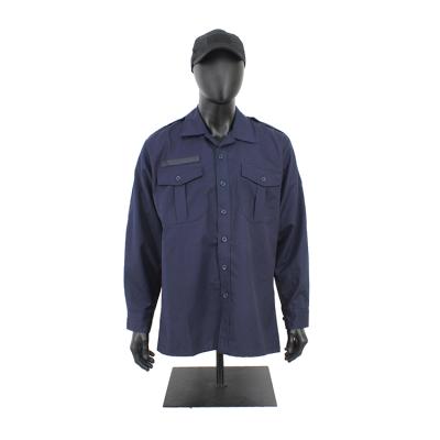 China Long Sleeve Breathable Dark Blue Cotton Long Sleeve Epaulet Shirt for sale