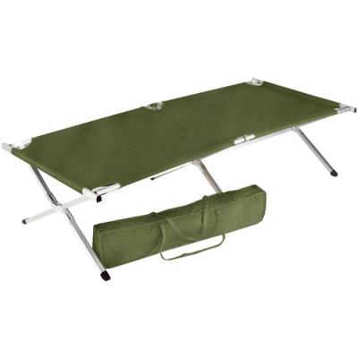 China 600D Polyester / PVC Easy To Carry Lightweight Oversized Aluminum Folding Camping Bed Military Bed for sale