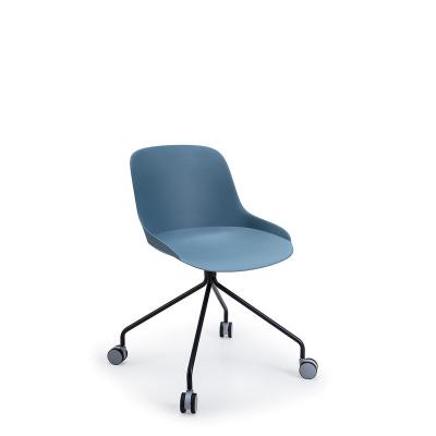 China Other New Arrivals Petal Luxury Cyan Blue Plastic Home Office Chair With Wheels for sale