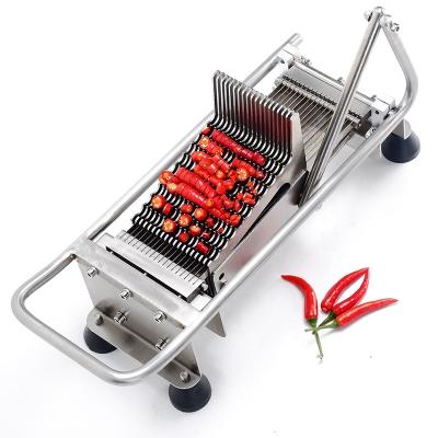 China 120mm SS304 Customized Thickness Customized Agriculture Pepper Chilli Hand Held Chili Peppers Slicing Slicing Cutting Cutter Machine for sale