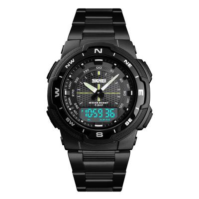 China 1370 Digital-Watches Black Stainless Steel Men's Watches Skmei Alarm Wristwatches for sale