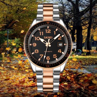 China skmei 9232 dteel stainless steel luxury simple automatic style automatic mechanical watches date calendar waterproof mechanical watch for sale