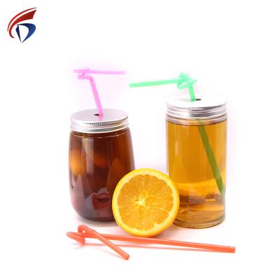 China Wholesale Fresh Orange Plastic Water Bottle Mason Jar Ice Cream Beverage Lemon Fruit Juice Soda Drinking Bottle for sale