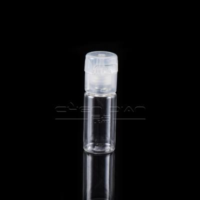 China Personal Care 10ml Small Sample Empty Personal Care PET Lotion Transparent Plastic Bottle With Flip Top Cap for sale