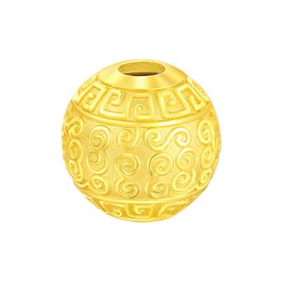 China Vintage Factory Sale 24K 999.9 Jewelry Simple Design Solid Solid Gold Custom Charm With Double Holes for sale