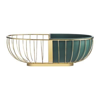 China European Wholesale Home Creative Dish Basket Drain Box Style Lightweight Stored Nordic Light Luxury Fruit Multiple Wrought Iron Fruit Basket for sale